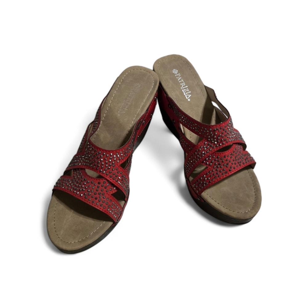 Red Embellished Slip-On Sandals for Women By Patrizia Size 8 NWOB